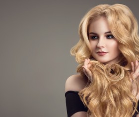 Woman with long curly beautiful hair Stock Photo 06