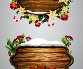 Wooden christmas lables design vector 07