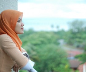 Wrap scarf girl Stock Photo