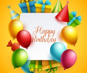 Yellow birthday background with gifts vector 01 free download