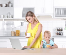 Young mother with daughter at home Stock Photo 05