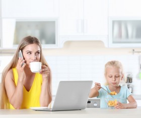 Young mother with daughter at home Stock Photo 08
