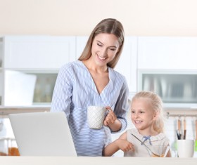 Young mother with daughter at home Stock Photo 10