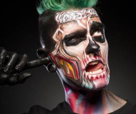 Young zombie Halloween fashion make-up Stock Photo 01