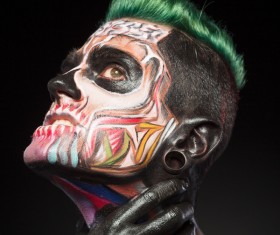 Young zombie Halloween fashion make-up Stock Photo 05