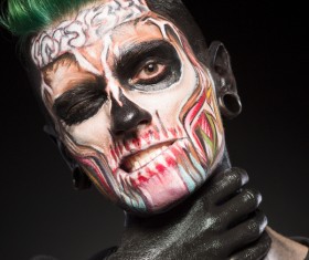 Young zombie Halloween fashion make-up Stock Photo 06