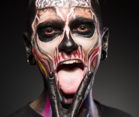 Young zombie Halloween fashion make-up Stock Photo 07