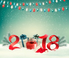 beauty holiday background with 2018 and garland vector
