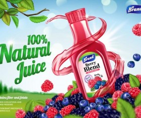 berry blend natural juice poster template vector 01