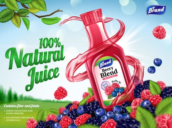 berry blend natural juice poster template vector 01