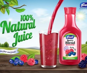 berry blend natural juice poster template vector 02
