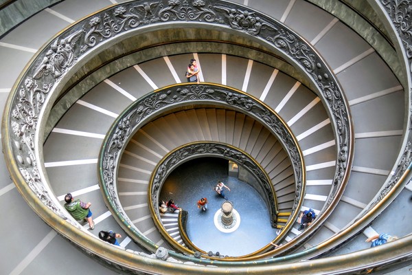 classical spiral decorated stairway Stock Photo