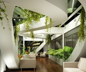 corner of the green plants indoor decoration Stock Photo