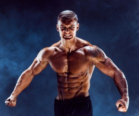 fitness muscled man Stock Photo 02