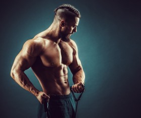 fitness muscled man Stock Photo 04