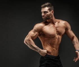 fitness muscled man Stock Photo 05