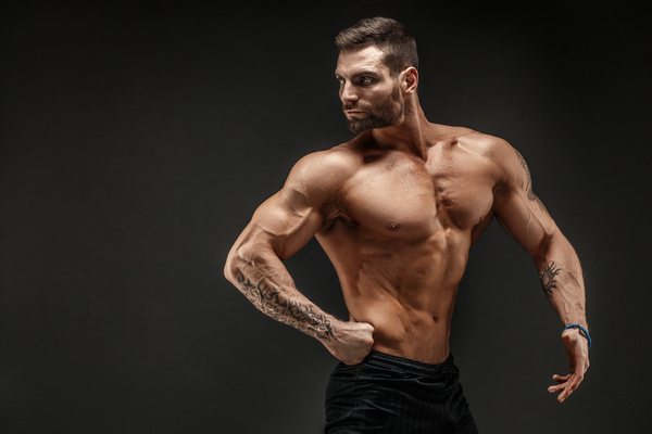 fitness muscled man Stock Photo 05