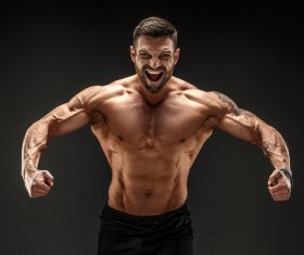 fitness muscled man Stock Photo 06