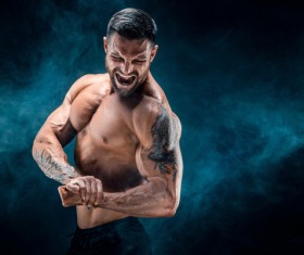 fitness muscled man Stock Photo 09