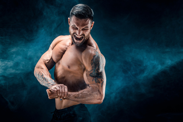 fitness muscled man Stock Photo 09