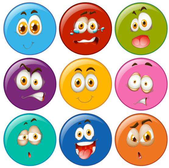 Funny yellow expression icons set free download