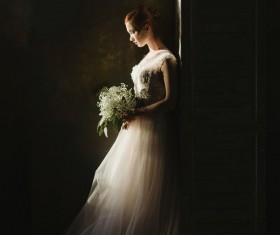 girl in bridal costume Stock Photo