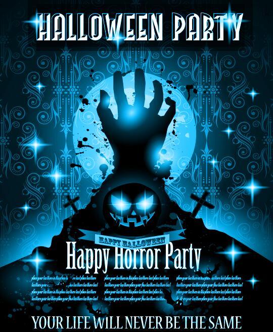 halloween horror party flyer template vector