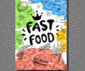 hand drawn fast food flyer template vector