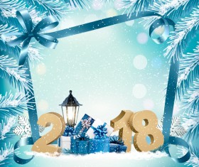 holiday background with 2018 and branches of tree vector