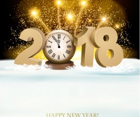 holiday new year background with gold 2018 and firework vector