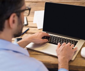 man using tablet computer Stock Photo