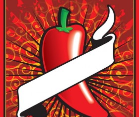 pepper background with white ribbon vector