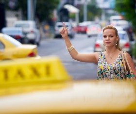 woman who plays Taxi Stock Photo