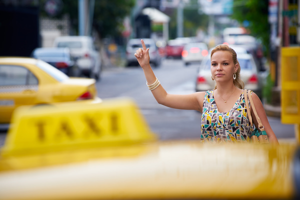 woman who plays Taxi Stock Photo