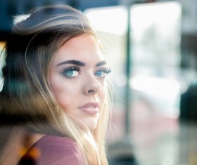 young woman with big eyes Stock Photo