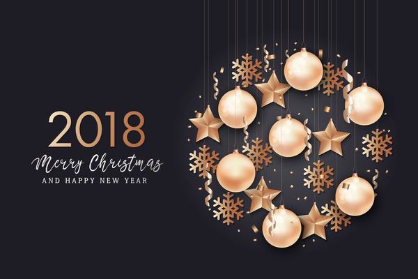2018 New year with christmas creative design vector 01