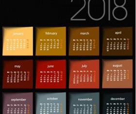 2018 calendar black template vector