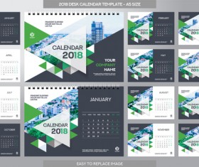 018 desk calendar template set vector 02