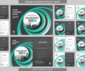 2018 desk calendar template set vector 10