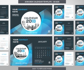 2018 desk calendar template set vector 13