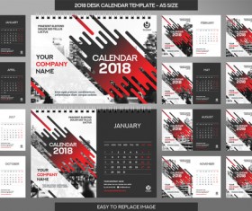 2018 desk calendar template set vector 15