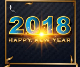 2018 happy new year frame with paper ribbon vector