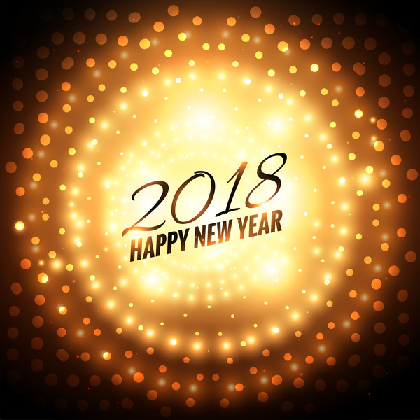 2018 happy new year with light dot background vector
