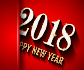 2018 new year background red vector