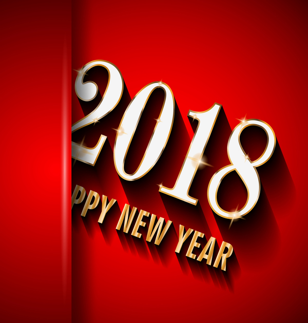 2018 new year background red vector