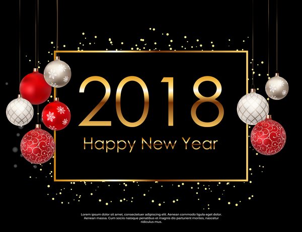 2018 new year background with christmas balloon vector