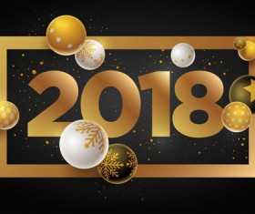 2018 new year background with christmas baubles vector 01