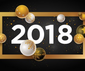 2018 new year background with christmas baubles vector 02