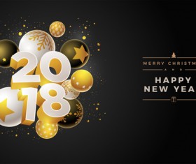 2018 new year background with christmas baubles vector 03