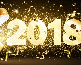 2018 new year background with golden confetti design vector